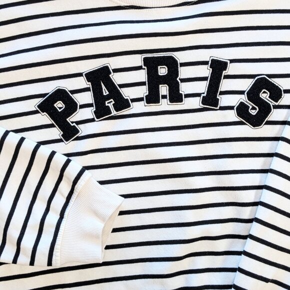 H&M Striped Paris Crew Neck Sweatshirt SZ L - Picture 7 of 10